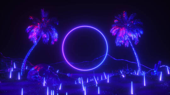 霓虹下的椰树