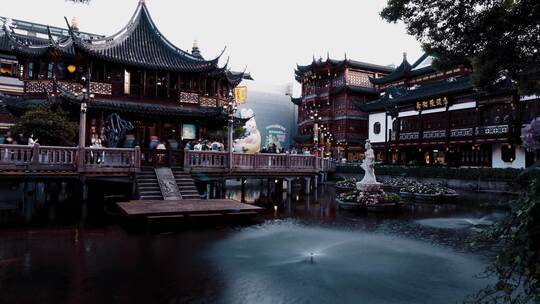 上海豫园夜景延时摄影视频素材模板下载