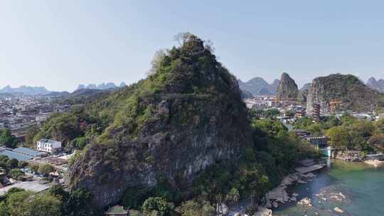 广西桂林叠彩山桂林山水航拍