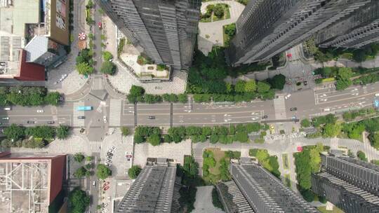 俯拍城市高楼交通