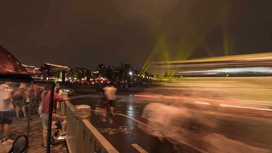 8K西安大雁塔5A景区夜景灯光秀延时