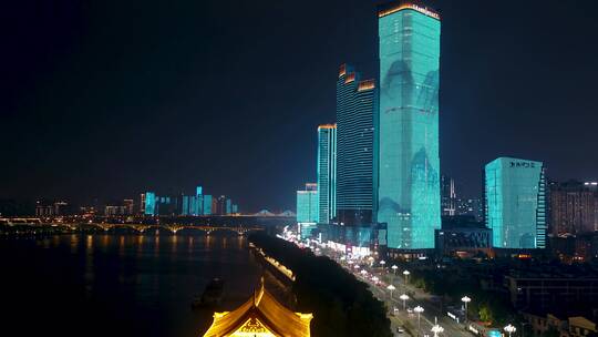 4K航拍长沙城市夜景