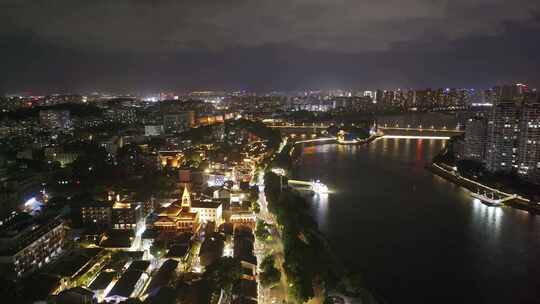 福州闽江两岸烟台山中洲岛江心公园CBD夜景