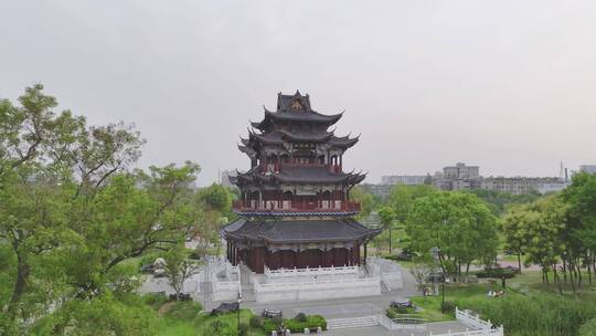 武汉紫阳公园紫阳阁中景环绕镜头