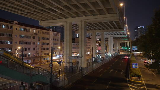 上海浦西延安高架夜景