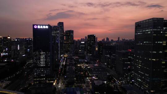 航拍深圳市软件产业基地夜景