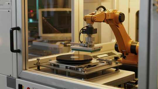 机器人黑胶唱片复古科技概念视频
