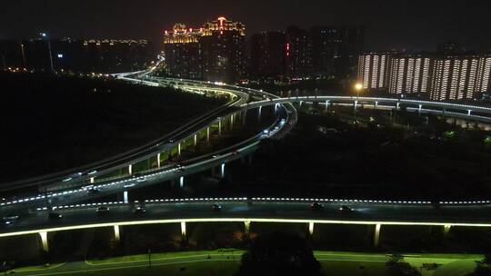 航拍福建泉州田安大桥夜景