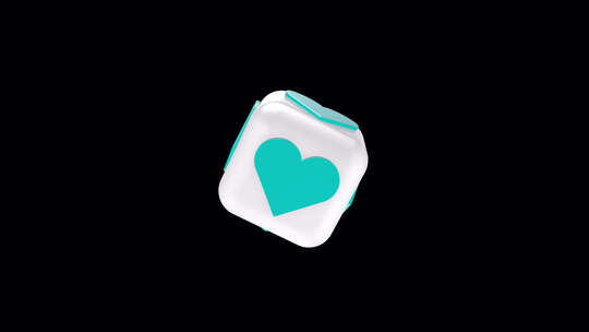3D Box Aqua上的心形图标