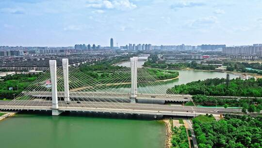 航拍郑东新区城市大景 双桥前景 城市宣传片