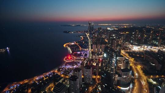 青岛夜景灯光秀浮山湾夜景视频素材模板下载