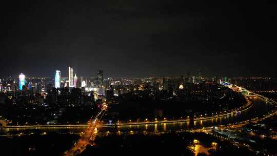 江苏无锡城市夜景灯光航拍