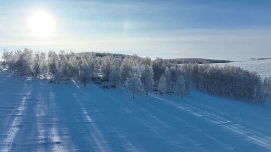 大兴安岭丘陵山地寒冬雪景