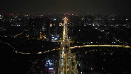 成都城市夜景交通东二环航拍