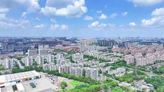 4K航拍上海市宝山区城市风光