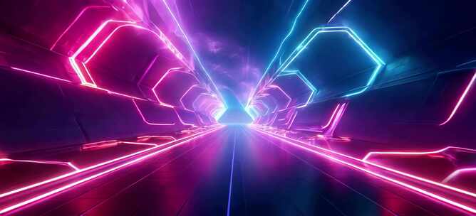 霓虹光线科幻隧道