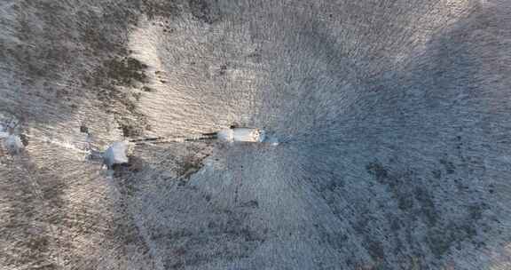 黑龙江冬季山脉雪景航拍