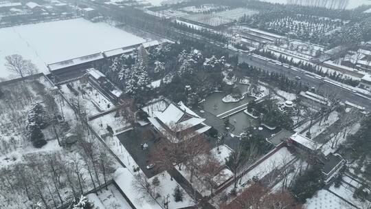 洛阳白马寺齐云塔寺院航拍雪景冬季