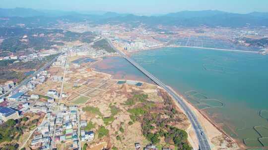 宁波宁海西店海上公路与沿海小镇航拍