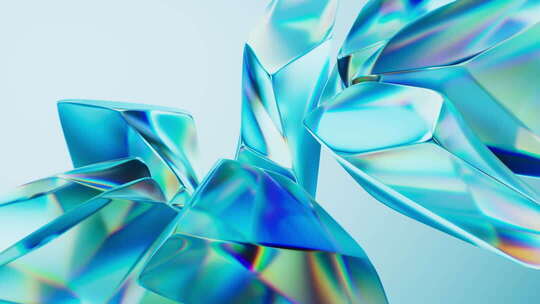 抽象透明玻璃宝石背景三维渲染