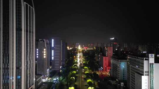 安徽蚌埠东海大道夜景蚌埠商业街航拍