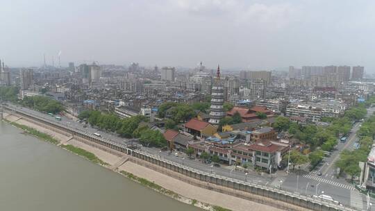 安庆迎江寺航拍（损毁之前珍贵画面）视频素材模板下载