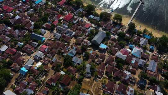 印度尼西亚美娜多海岛城市风光航拍大片