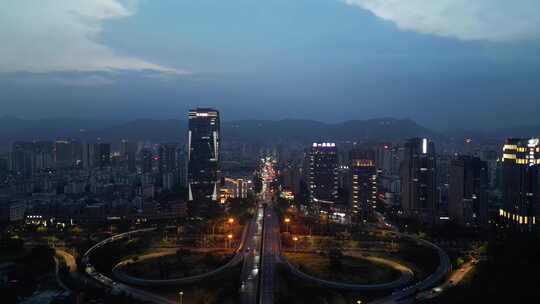 航拍福建莆田东园东路夜景莆田夜景