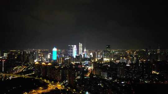 江苏无锡城市夜景灯光航拍