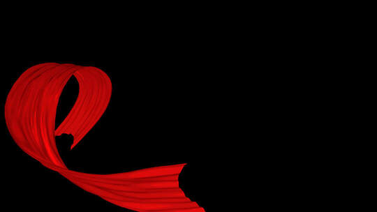 黑色背景飘动的红色绸带