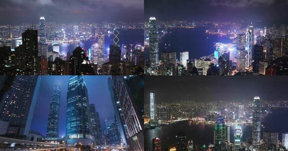 繁华中国香港夜景航拍 视频合集