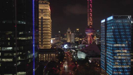 陆家嘴建筑夜景航拍