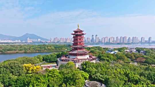 航拍厦门厦门园博苑风景