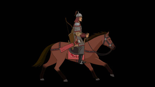 蒙古骑兵 【二维手绘 循环动画 带通道】视频素材模板下载