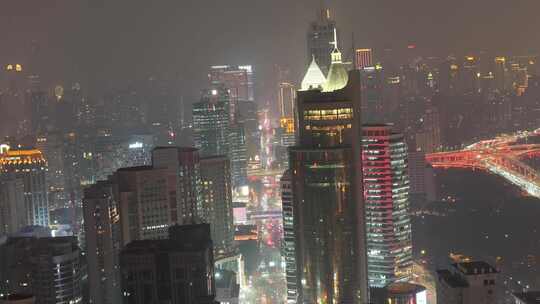 航拍上海  繁华夜景