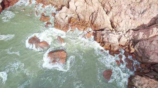 福建霞浦海浪拍打海岸风景航拍