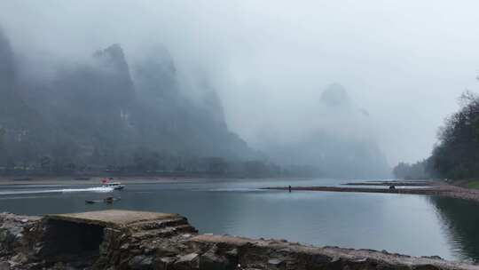 烟雨漓江航拍