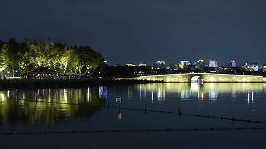 杭州西湖景区断桥夜景视频素材模板下载