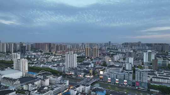 4K航拍江苏昆山城市夕阳风光