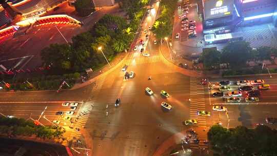 十字路口城市车流延时车辆交通夜晚夜景