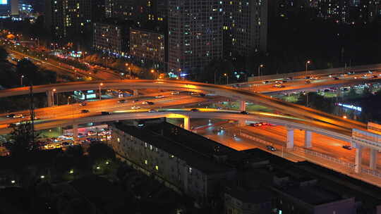 中国北京大郊亭桥夜景车流风光延时