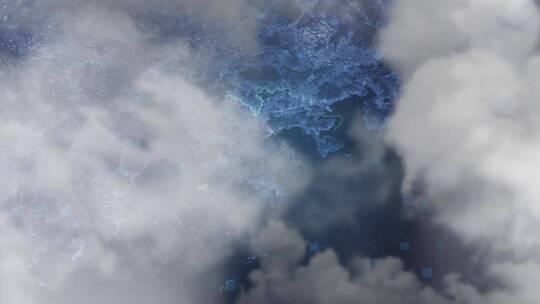 深圳市地图-云雾俯冲勾勒轮廓