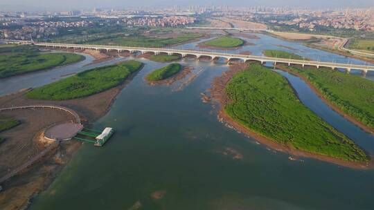 厦门航拍潭潭尾湿地公园风光