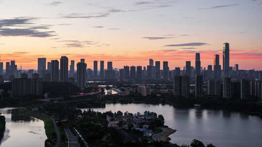 长沙日出 晨曦 延时 城市风光