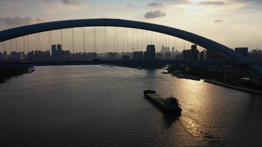 上海卢浦大桥日落