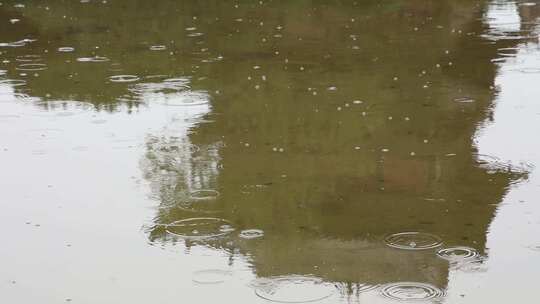 山西大同善化寺景区雨中倒影唯美升格