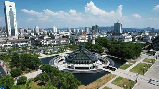 浙江绍兴城市广场航拍