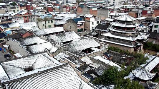 长汀古城卧龙书院雪景