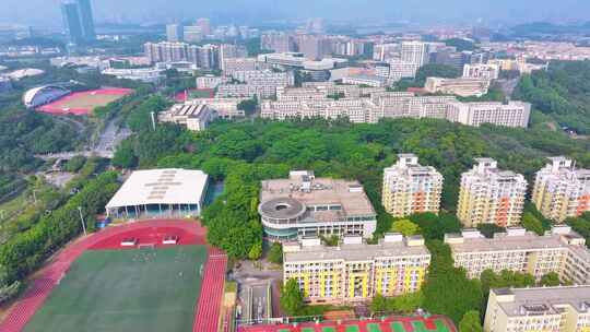 华南师范大学广州校区航拍大学城校园风景风