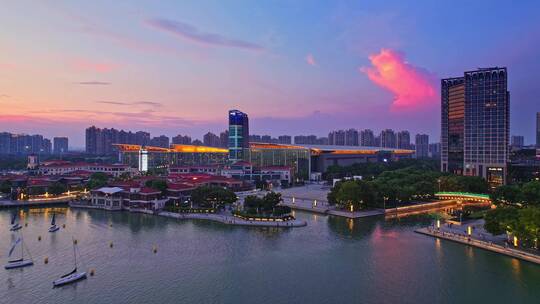 苏州金鸡湖夜景航拍